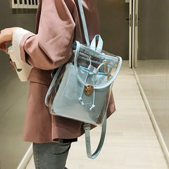 Clear Women Casual Backpacks Transparent Bags PVC Handbags