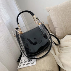 Clear Women Tote Bag PVC Transparent Shopping Bag Shoulder Handbag