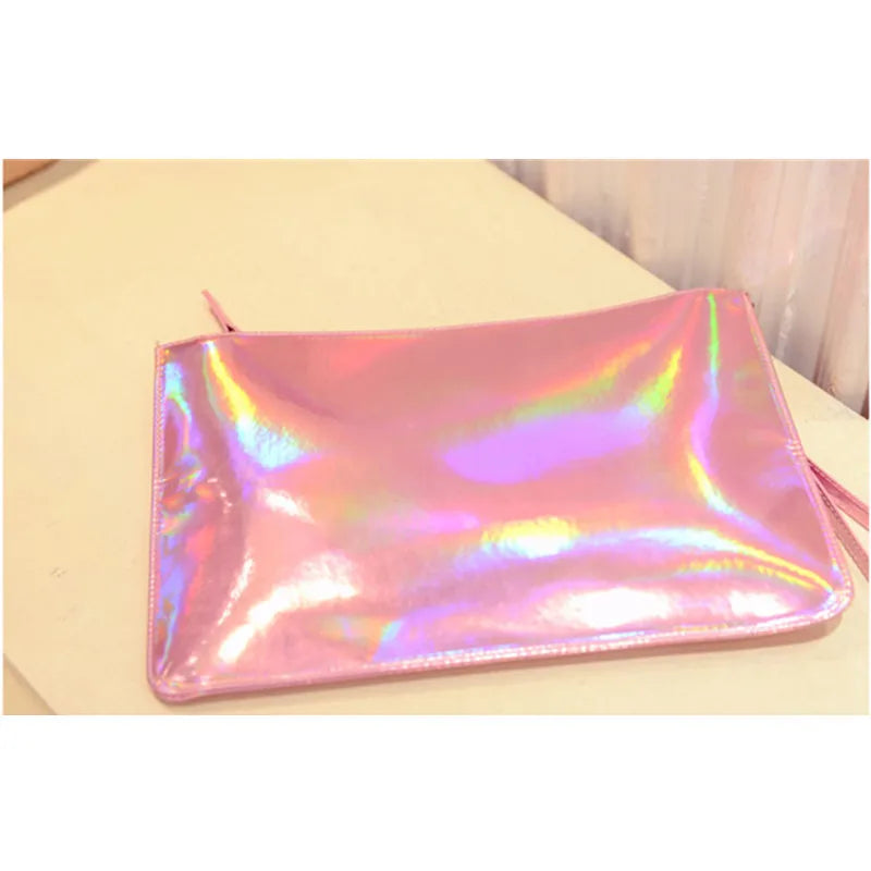 Reflective Women Clutch Handbags Pink Envelope Evening Party Dressed Club Hand B