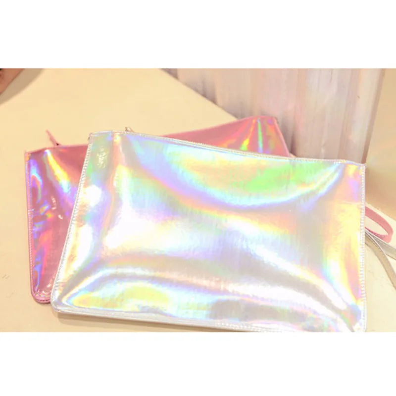 Reflective Women Clutch Handbags Pink Envelope Evening Party Dressed Club Hand B