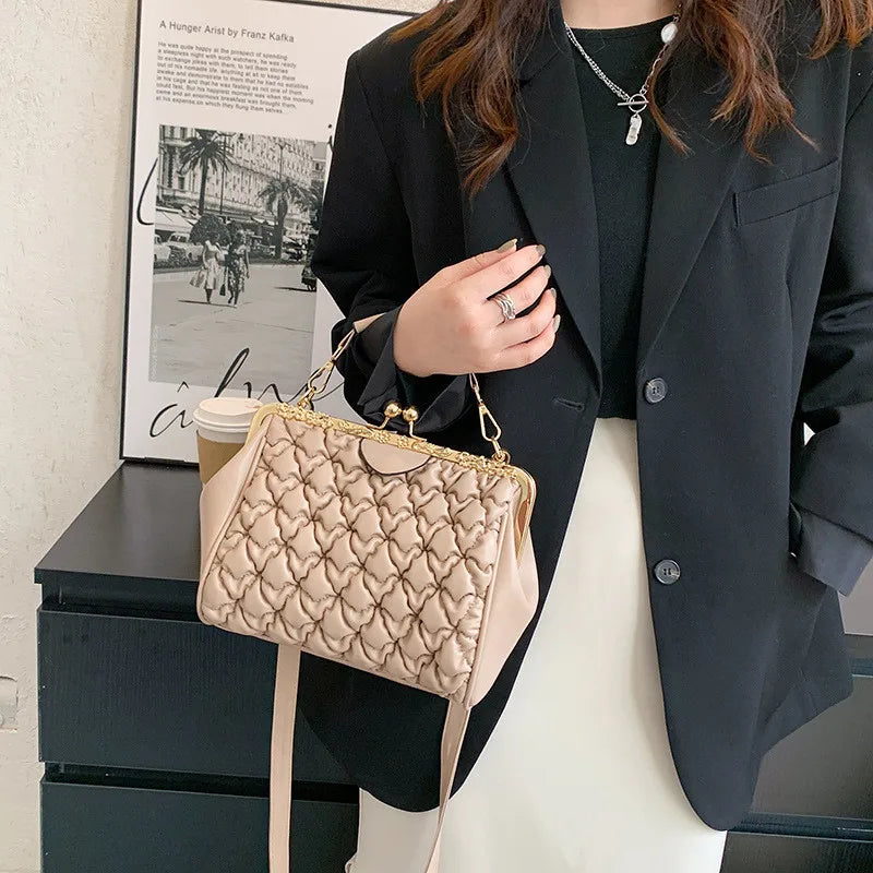 Foldable Women Handbag PU Leather Crossbody Bag Pink Totes