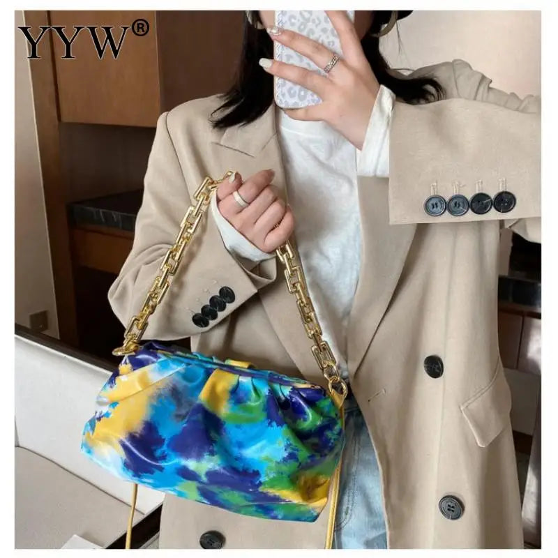 Tie-Dye Women's One Shoulder Bag Chain Leather Ladies Shoulder Bag