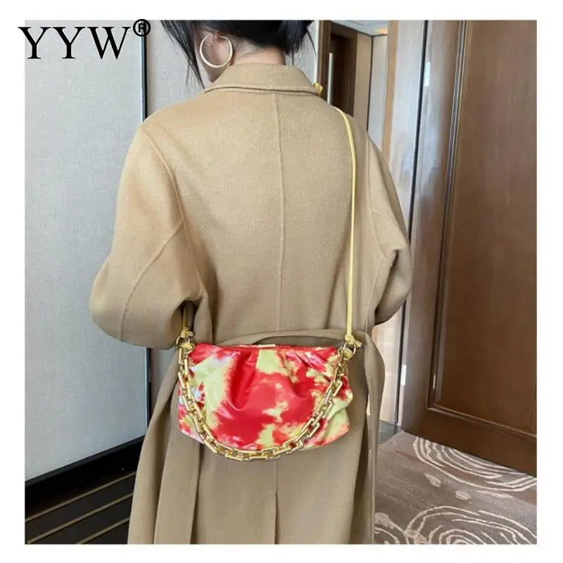 Tie-Dye Women's One Shoulder Bag Chain Leather Ladies Shoulder Bag