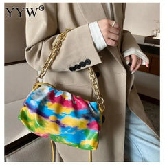 Tie-Dye Women's One Shoulder Bag Chain Leather Ladies Shoulder Bag