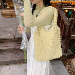 Canvas Bubble Flower Shoulder Bag for Women