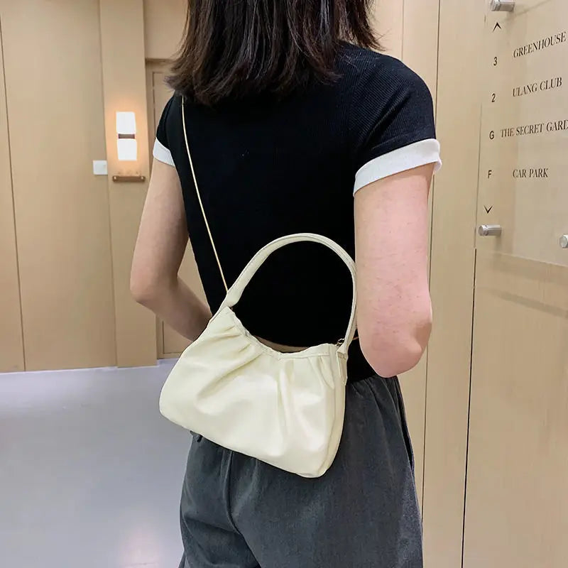 Small Cloud Shoulder Bag with Chain, Fold Design