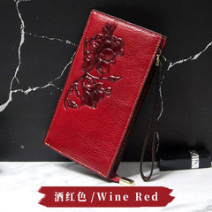 Clutch Bag Oil-proof Wax Cowhide Handbag Female Coin Wallet Cow Print Wallet