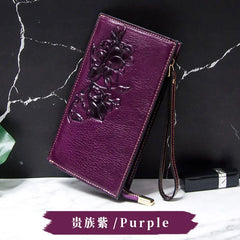 Clutch Bag Oil-proof Wax Cowhide Handbag Female Coin Wallet Cow Print Wallet