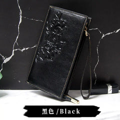 Clutch Bag Oil-proof Wax Cowhide Handbag Female Coin Wallet Cow Print Wallet