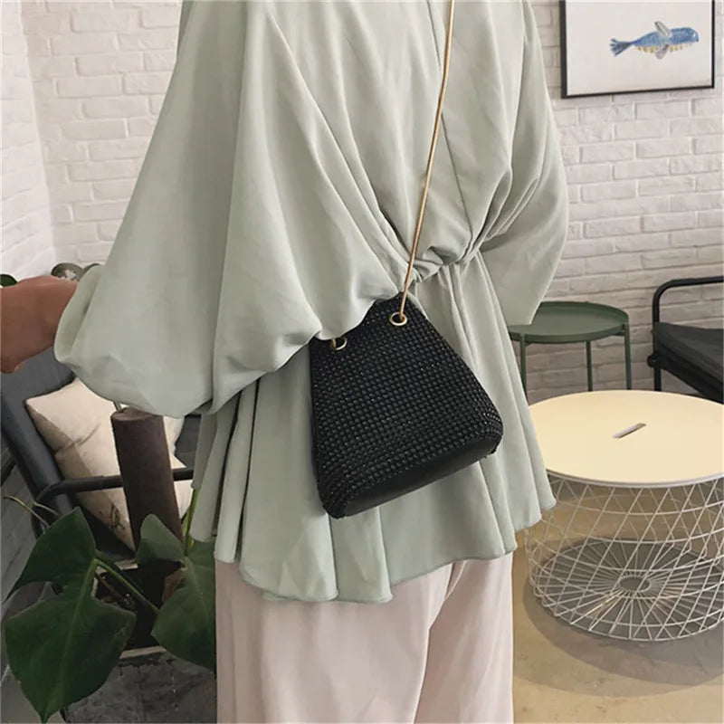 Rhinestone Chain Shoulder Bag Clutch Purse Handbag for Party Wedding