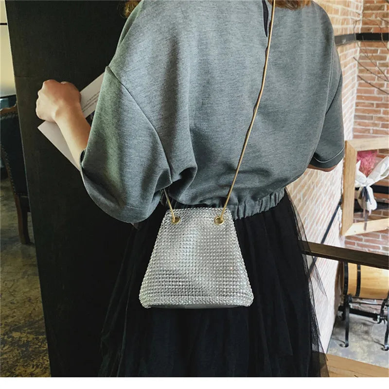 Rhinestone Chain Shoulder Bag Clutch Purse Handbag for Party Wedding