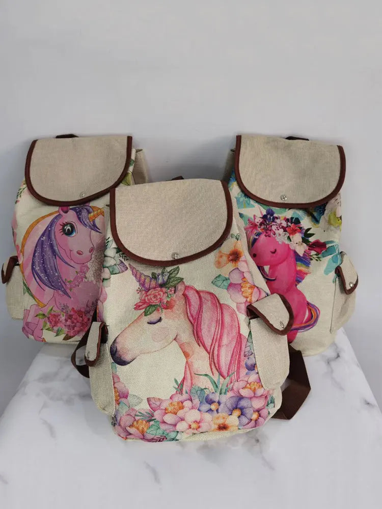 Coconut Tree Flamingo Printed Drawstring Backpack Casual All-Match School Bag