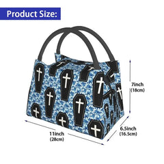 Coffin Pattern Ocean Halloween Insulated Lunch Bags