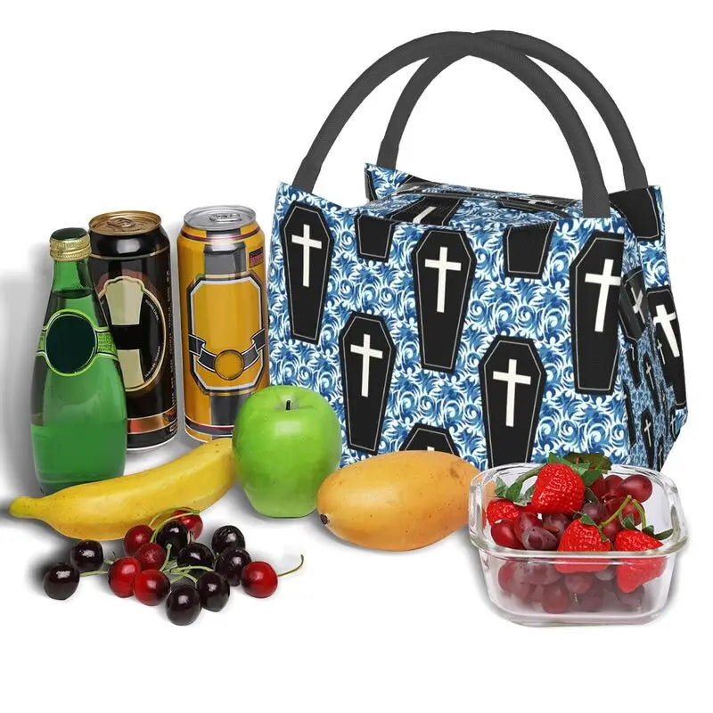 Coffin Pattern Ocean Halloween Insulated Lunch Bags