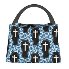 Coffin Pattern Ocean Halloween Insulated Lunch Bags
