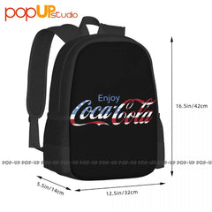 Coke Cola American Flag Heather Backpack Large Capacity Gym Storage Bag