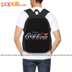 Coke Cola American Flag Heather Backpack Large Capacity Gym Storage Bag