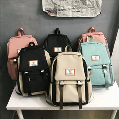 Women's College School Backpack Large Capacity Nylon Teen Girl Student Bags