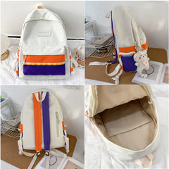 College Student Backpack Teenage Girl Panelled Schoolbag Preppy Women