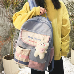 College Style Schoolbag with Many Pockets Waterproof Laptop Backpack