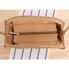 Round Shoulder Vacation Beach Bag Straw Bag Hollow Knit Women Bag