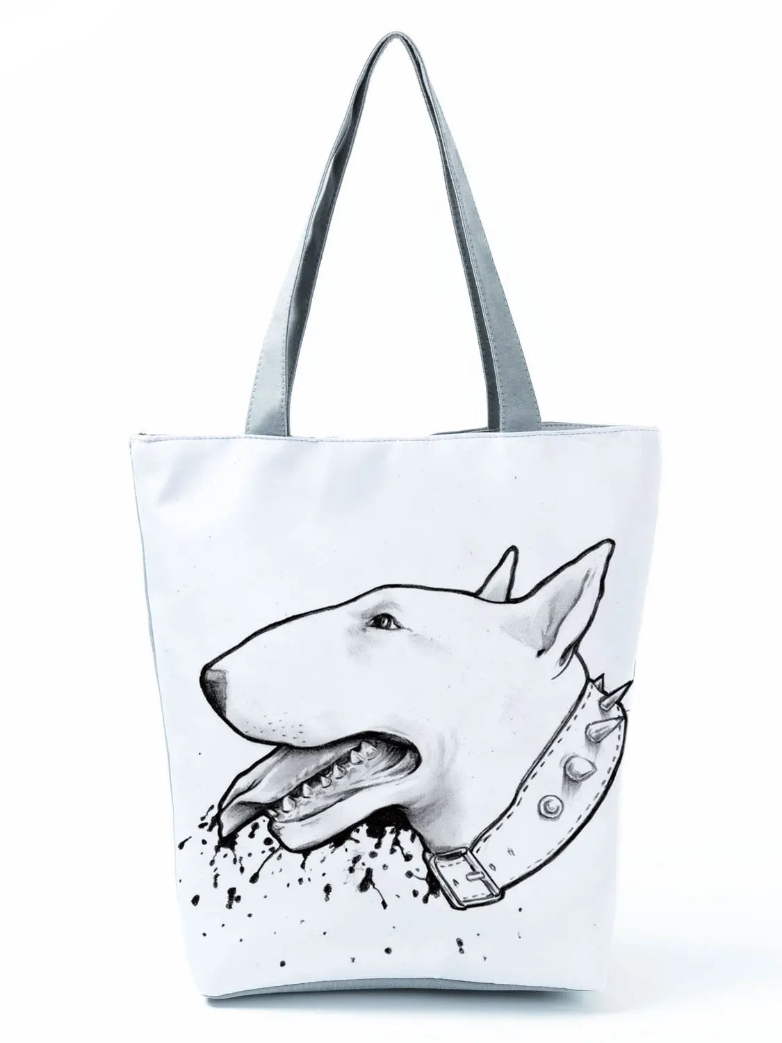 Funny Bull Terrier Dog Print Shopping Tote Handbag School Travel Shoulder Bag