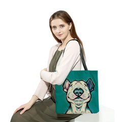 Funny Bull Terrier Dog Print Shopping Bag Tote Handbag