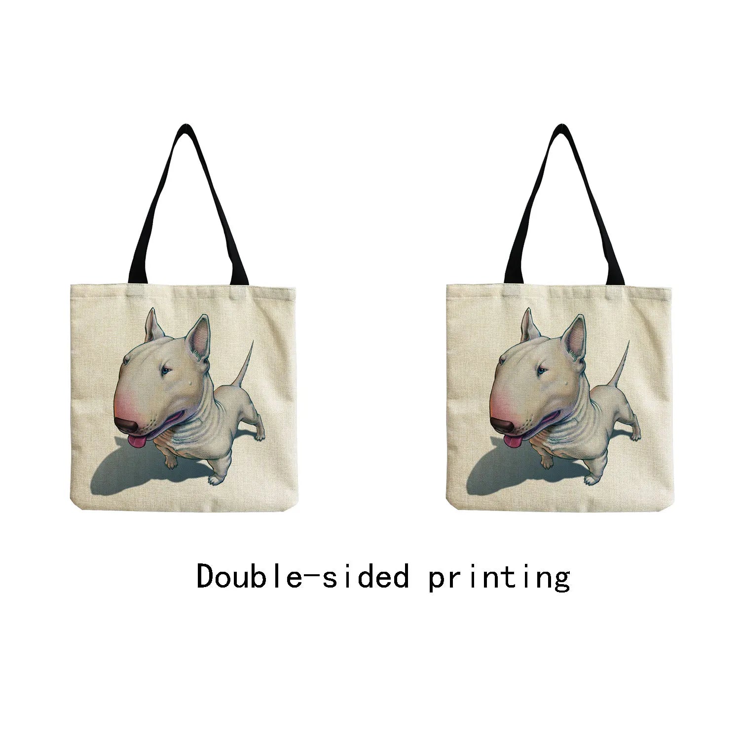 Funny Bull Terrier Dog Print Shopping Bag Tote Handbag