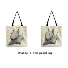 Funny Bull Terrier Dog Print Shopping Bag Tote Handbag