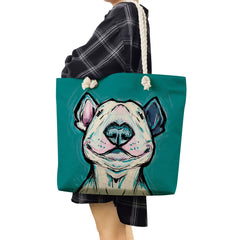 Funny Bull Terrier Dog Print Tote Bag for Women