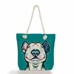 Funny Bull Terrier Dog Print Tote Handbag