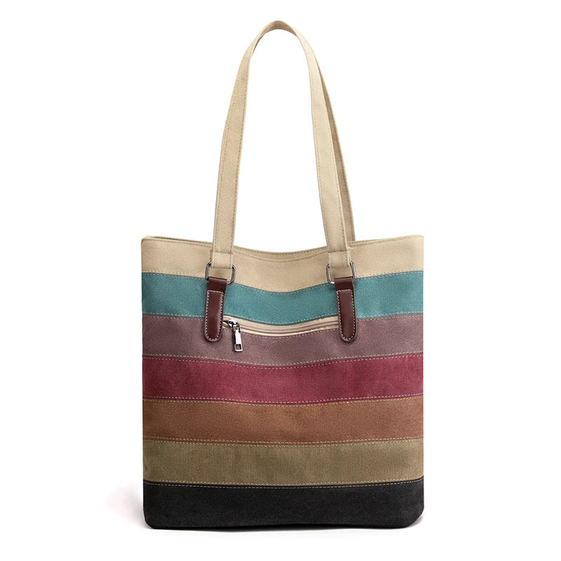 Patchwork Women's Top-Handle Bag Canvas Shoulder Tote Bag