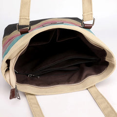 Patchwork Women's Top-Handle Bag Canvas Shoulder Tote Bag