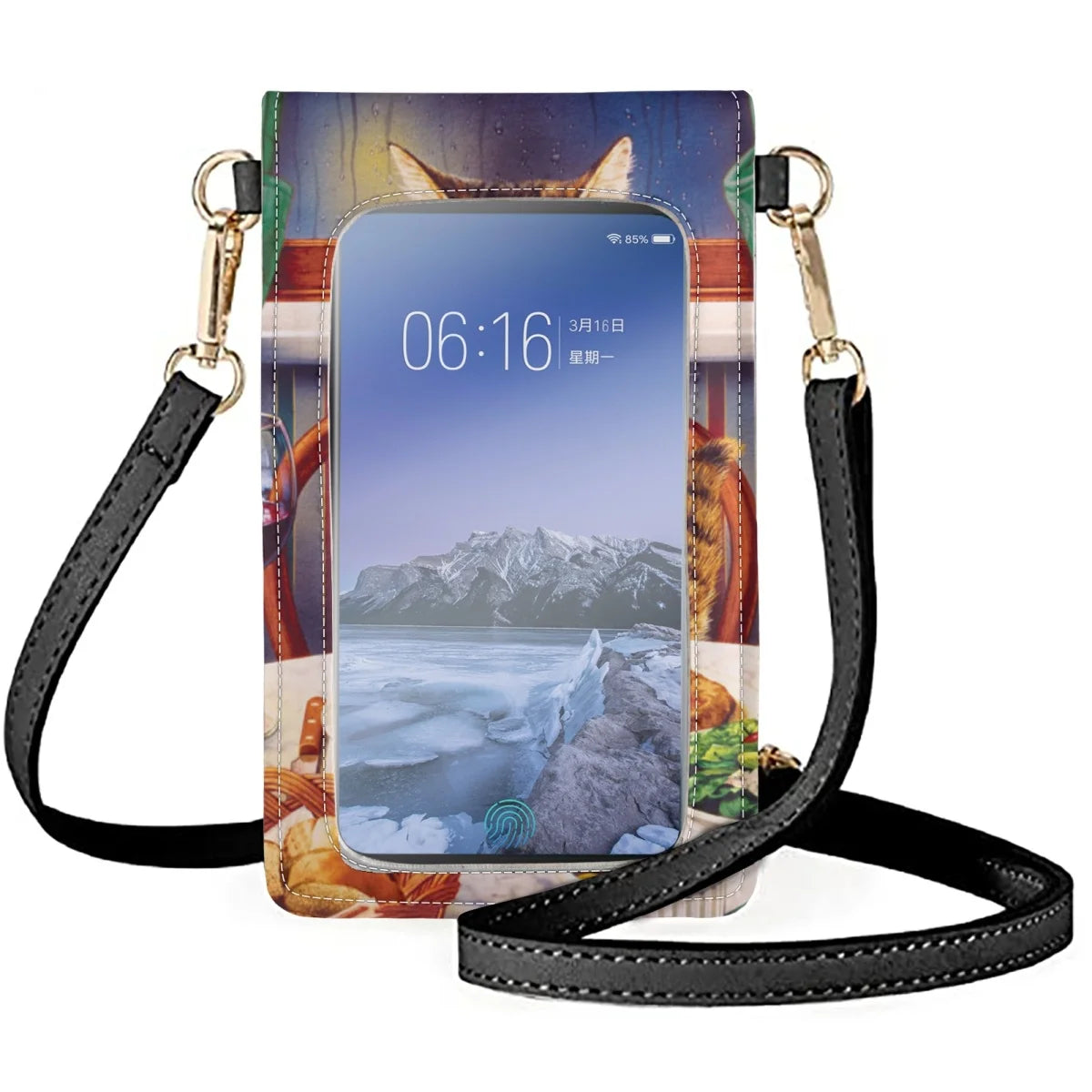 Coloranimal Cartoon Orange Cat Raccoon Cat Ladies Casual Phone Bag