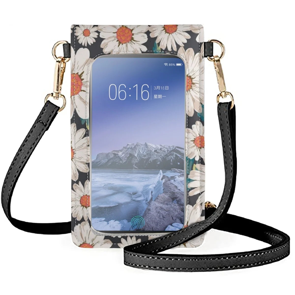 Coloranimal Daisy Cartoon Smiling Face Floral Portable Phone Bag