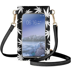 Coloranimal Maple Leaf Cartoon Printings Flag Leather Women's Mobile Phone Bag