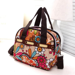 Floral Print Women Tote Handbag Zipper Crossbody Bag