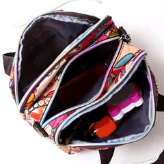 Floral Print Women Tote Handbag Zipper Crossbody Bag