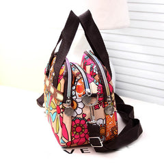 Floral Print Women Tote Handbag Zipper Crossbody Bag