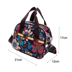 Floral Print Women Tote Handbag Zipper Crossbody Bag