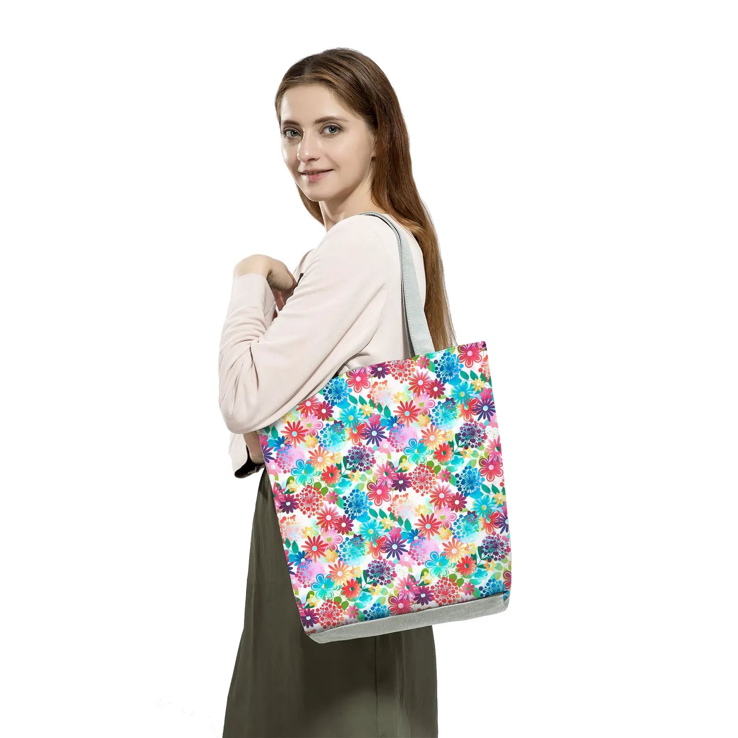 Flower Print Shoulder Bag for Women