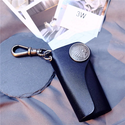 Colorful Leather Car Key Holder Housekeeper Zipper Key Case Bag Pouch Purse