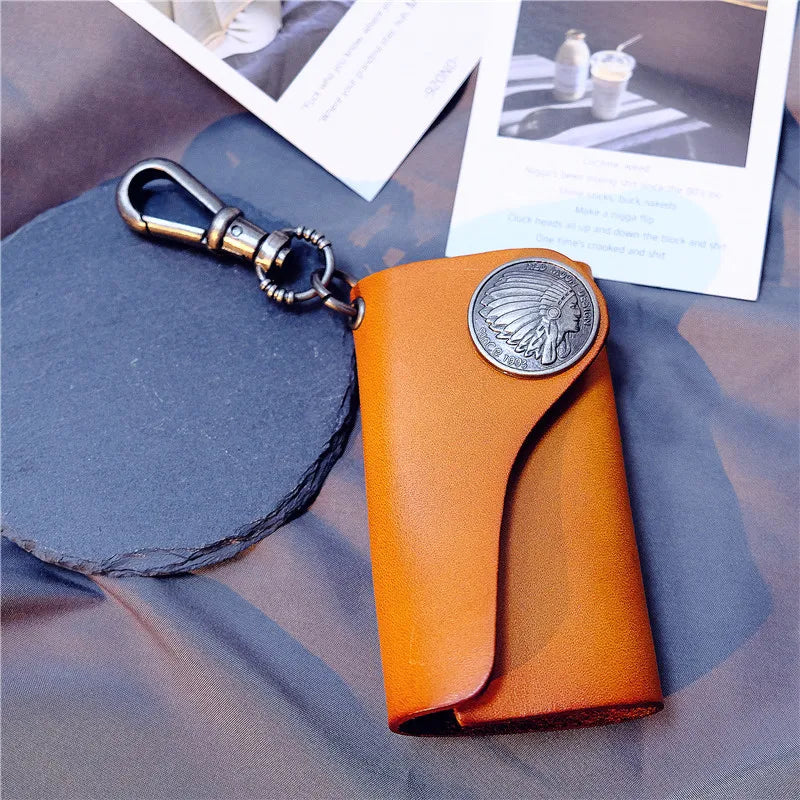 Colorful Leather Car Key Holder Housekeeper Zipper Key Case Bag Pouch Purse