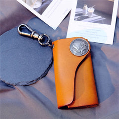 Colorful Leather Car Key Holder Housekeeper Zipper Key Case Bag Pouch Purse