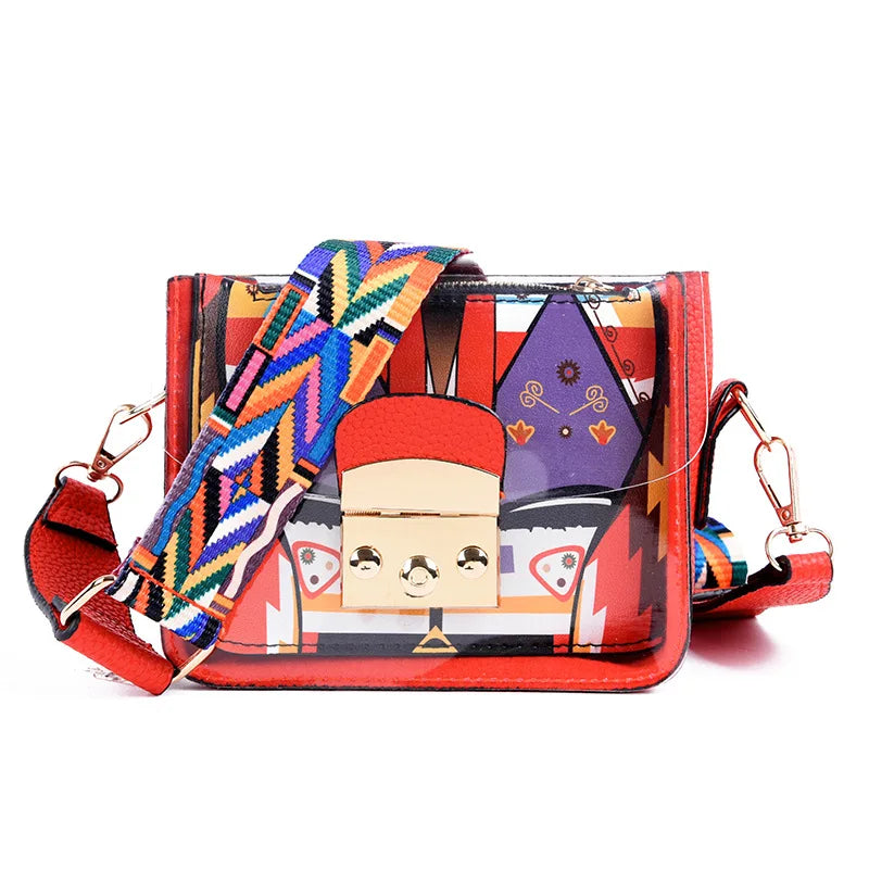 Colorful Graffiti Transparent Shoulder Bags PVC Jelly Bag
