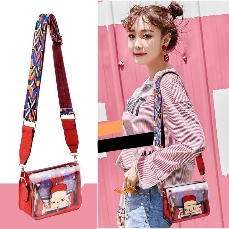 Colorful Graffiti Transparent Shoulder Bags PVC Jelly Bag