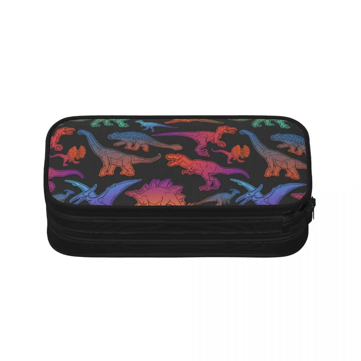 Colorful Jurassic Animals Pattern Pen Box Student School Anime Zipper Pen Bag