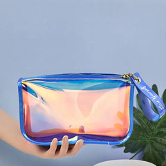 Colorful Laser Cosmetic Bag TPU Waterproof Makeup Pouch Zipper Travel Toiletry