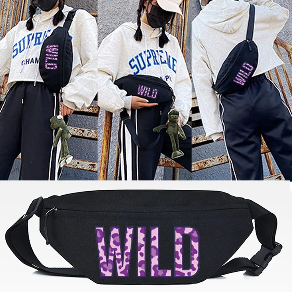 Colorful Letters Print Waist Bag Multi-Functional Chest Cross Shoulder Bag