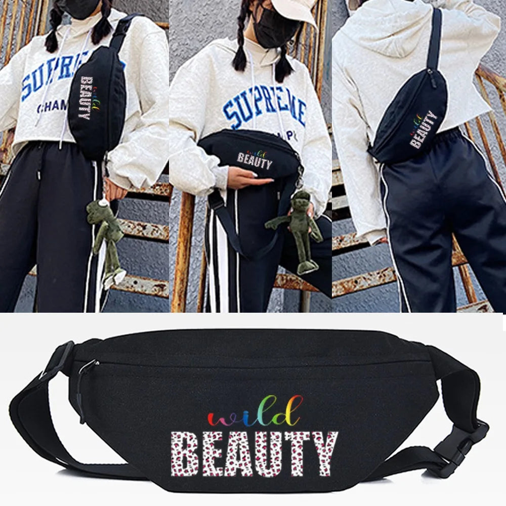 Colorful Letters Print Waist Bag Multi-Functional Chest Cross Shoulder Bag